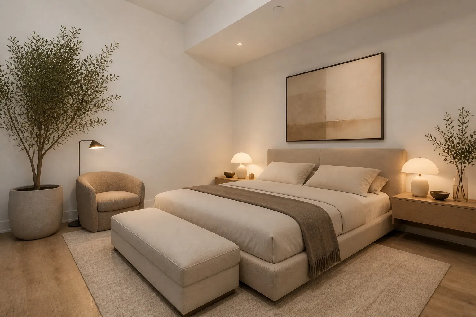 Virtual room staging result for a bedroom