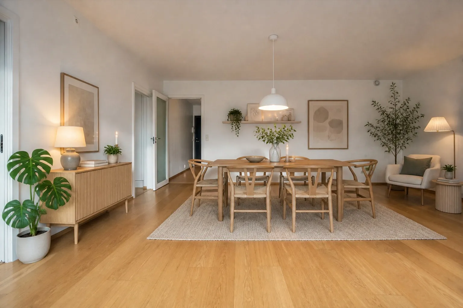 AI virtual staging for a dining area photo
