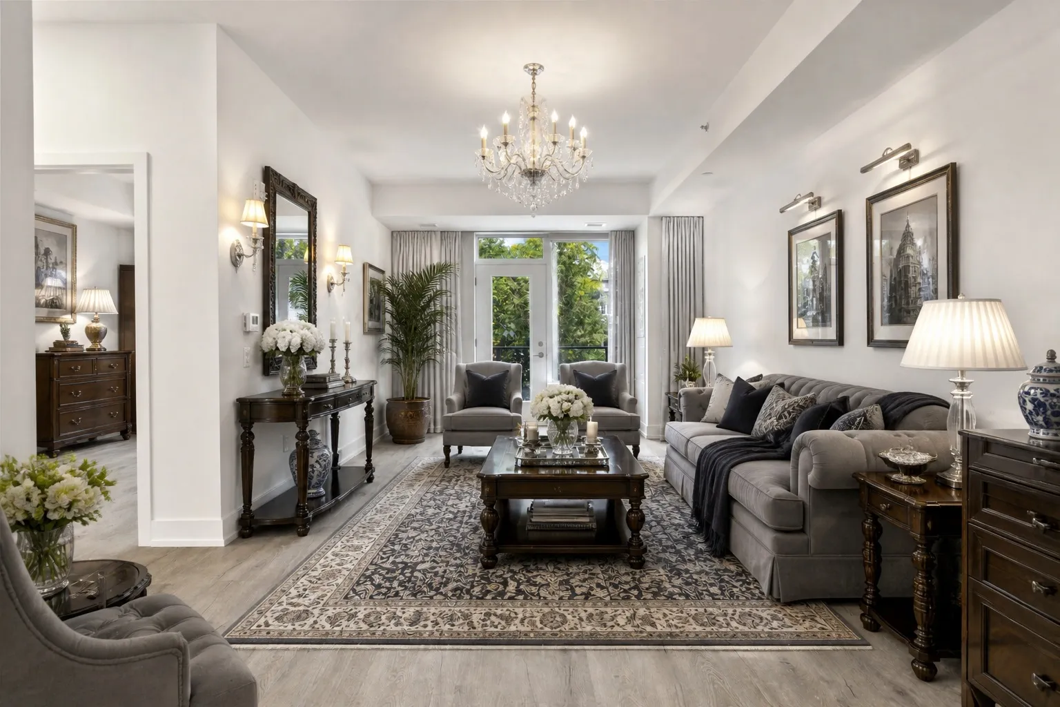 Virtual staging AI furnishing an empty living room