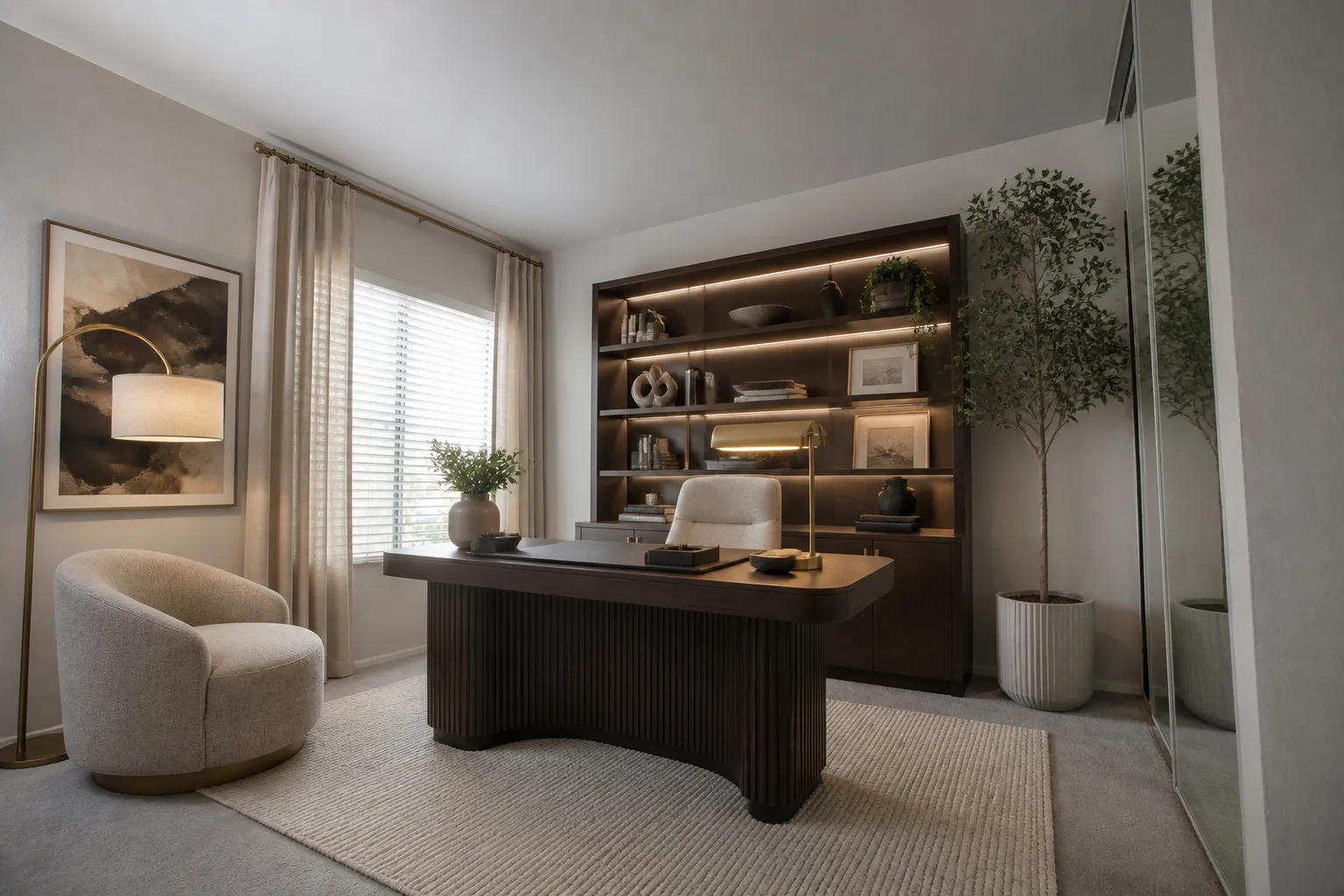 Virtual staging online furnishing a small room