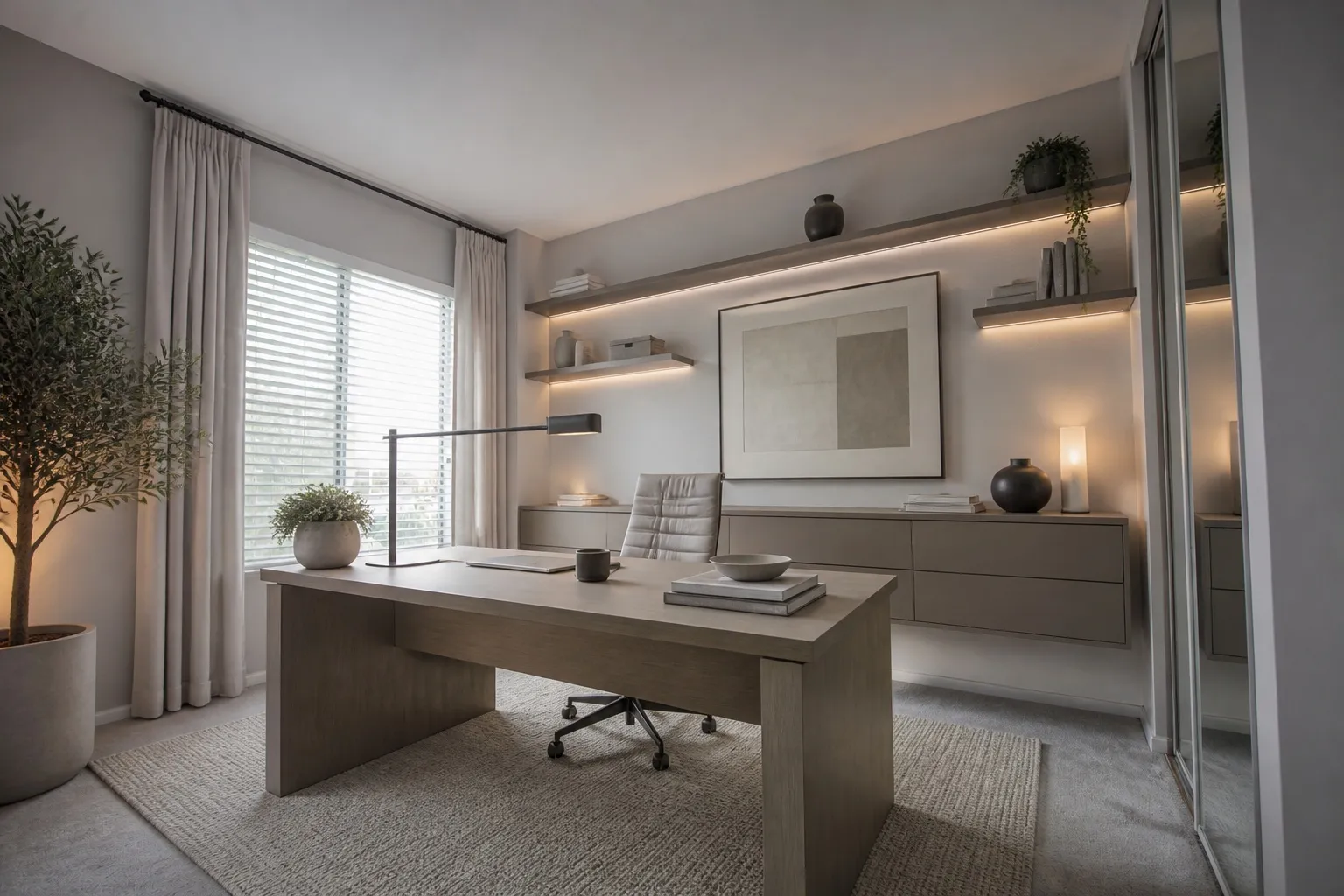 Virtual staging AI turning a spare room into an office