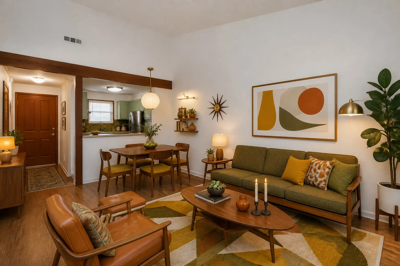 Living room in Mid-Century style